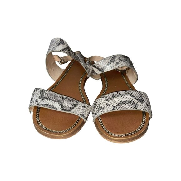 Vince Camuto Brown Leather Flat Snake Print Sandals Size 7 - Picture 5 of 10